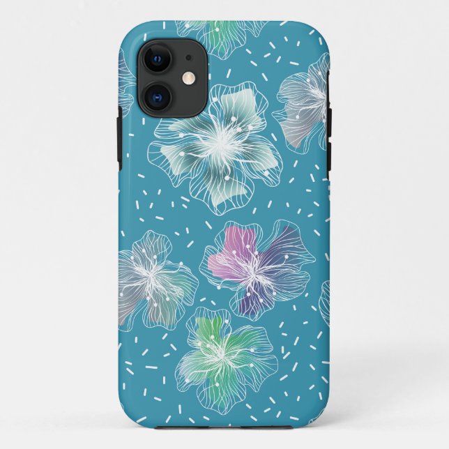 Coques Case-Mate iPhone Fleurs Abstraites sur de beaux tons bleu clair (Dos)