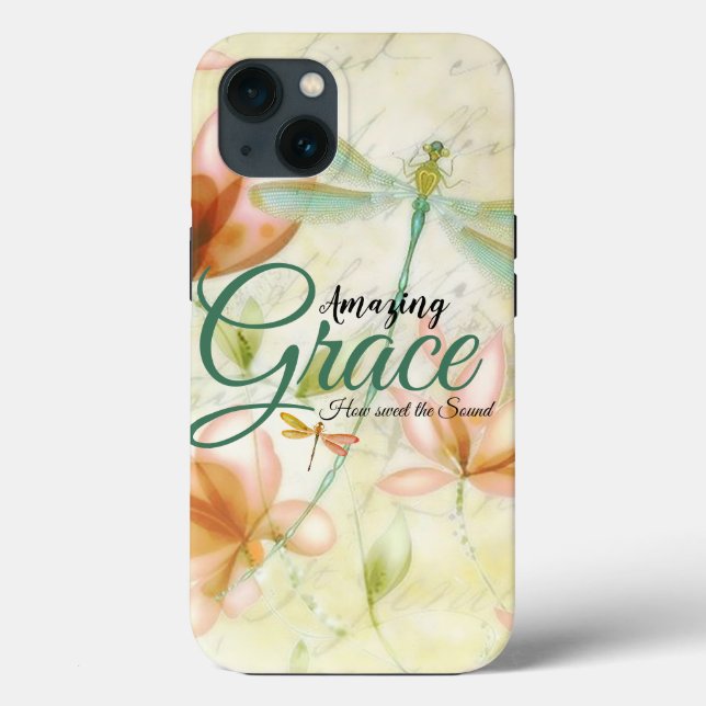 Coques Case-Mate iPhone Fleurs Amazing Grace et libellule  Coussin de plei (Verso)