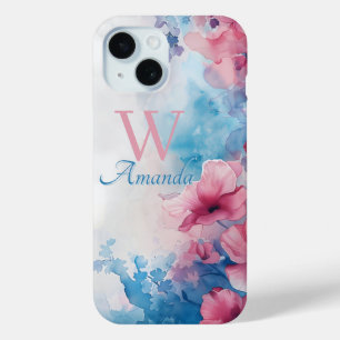 Coque Case-Mate iPhone Fleurs Aquarelle douce en rose et bleu