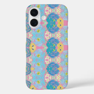 Coque Pour iPhone 16 Fleurs aquarelles bleues et jaunes