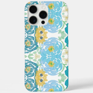Coque iPhone 16 Pro Max Fleurs aquarelles bleues et jaunes
