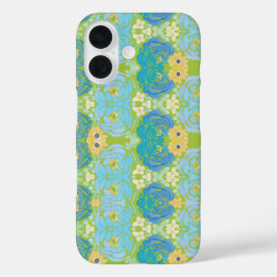 Coque Pour iPhone 16 Fleurs aquarelles bleues et jaunes