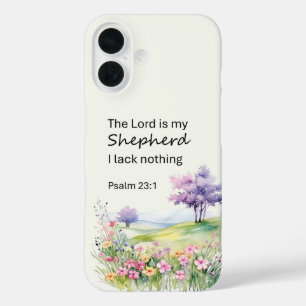 Coque Pour iPhone 16 Fleurs aquarelles dans un champ Psaume 23