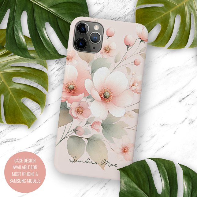 Coques Case-Mate iPhone Fleurs aquarelles délicates et sophistiquées de cl (Créateur téléchargé)