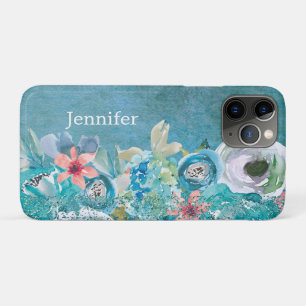 Case-Mate iPhone Case Fleurs aquarelles roses et sarcelles personnalisée