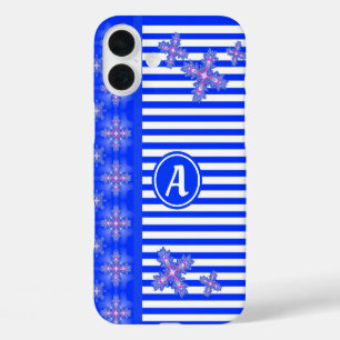 Coque Pour iPhone 16 Plus Fleurs Art Déco dans le style rétro avec monogramm