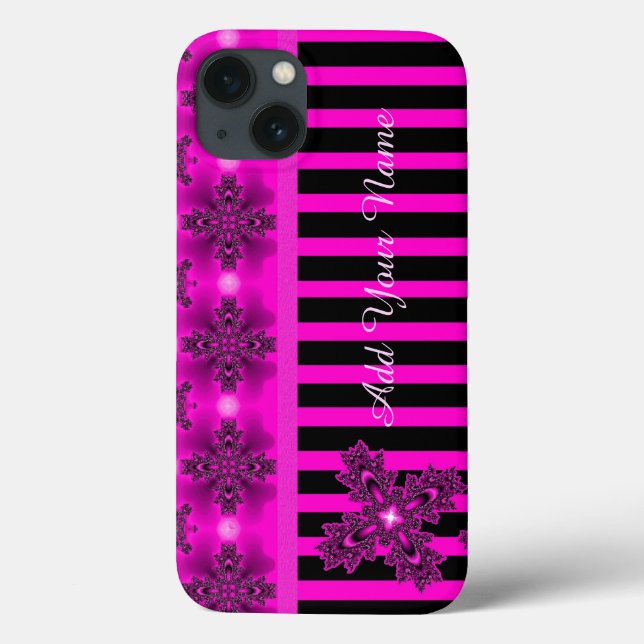 Coques Case-Mate iPhone Fleurs Artdeco en style Rétro, Ajouter votre nom (Verso)
