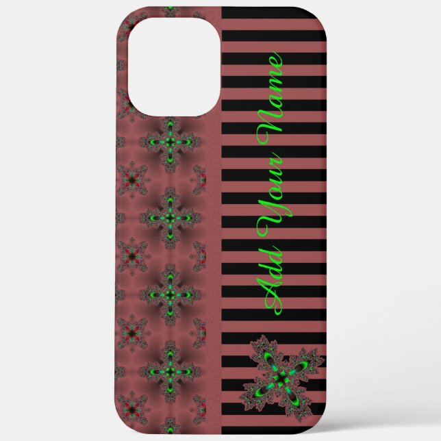 Coques Case-Mate iPhone Fleurs Artdeco en style Rétro, Ajouter votre nom (Verso)