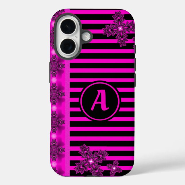 Coques Case-Mate iPhone Fleurs Artdeco en style rétro avec monogramme (Verso)