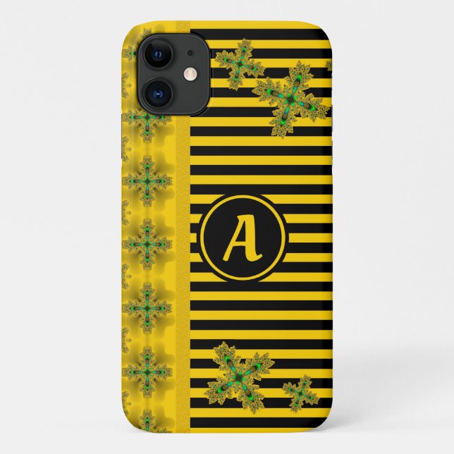 Coques Case-Mate iPhone Fleurs Artdeco en style rétro avec monogramme (Dos)