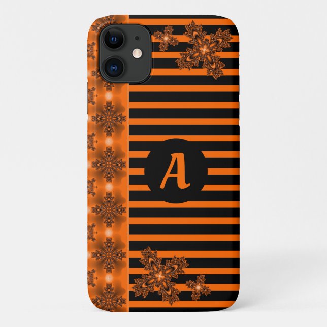 Coques Case-Mate iPhone Fleurs Artdeco en style rétro avec monogramme (Dos)