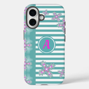 Coque Pour iPhone 16 Fleurs Artdeco en style rétro avec monogramme