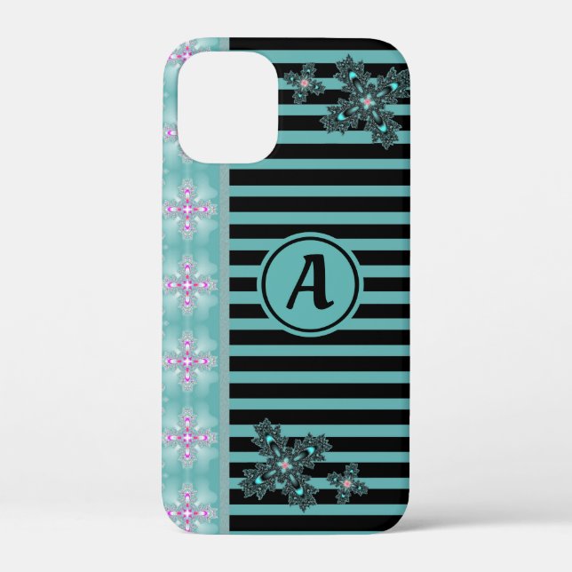 Coques Case-Mate iPhone Fleurs Artdeco en style rétro avec monogramme (Verso)