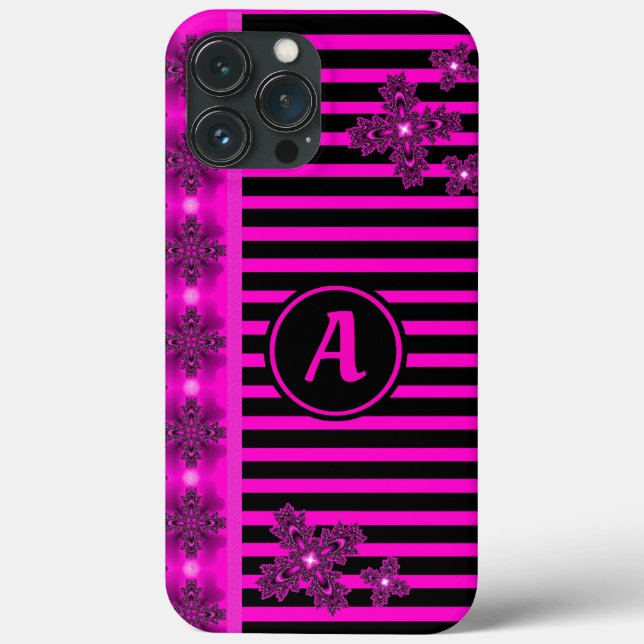 Coques Case-Mate iPhone Fleurs Artdeco en style rétro avec monogramme (Verso)