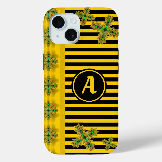 Coques Case-Mate iPhone Fleurs Artdeco en style rétro avec monogramme (Verso)