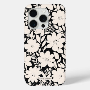 Coque Case-Mate iPhone Fleurs beiges modernes Botanique noire