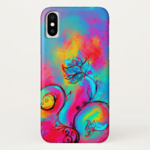 Coques Pour iPhone FLEURS BLANCHES bleu rose