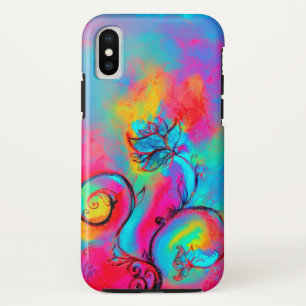 Coques Pour iPhone FLEURS BLANCHES bleu rose