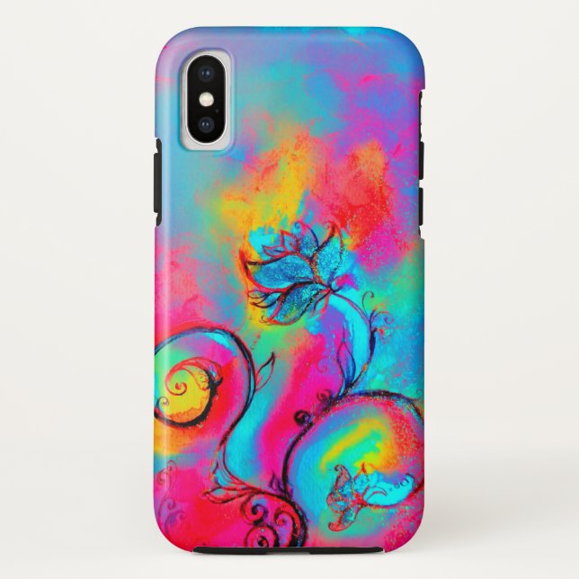 Coques Case-Mate iPhone FLEURS BLANCHES bleu rose (Dos)