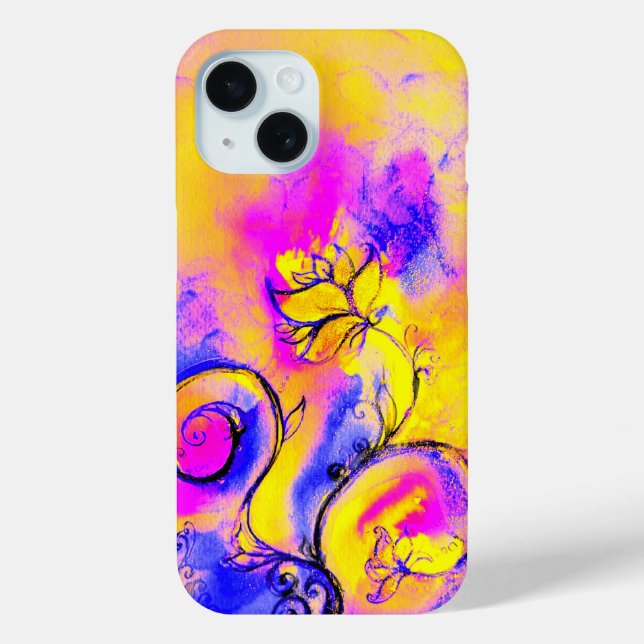 COQUES Case-Mate iPhone FLEURS BLANCHES, EAUX EN ROSE JAUNE POURPLE (Verso)