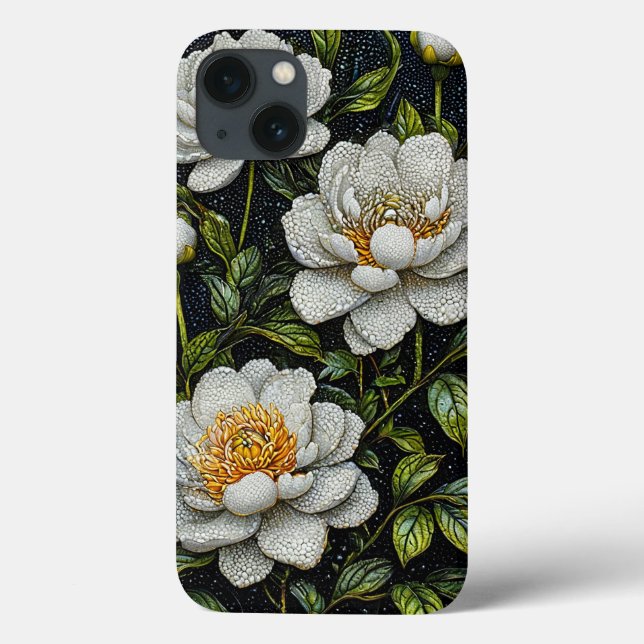 Coques Case-Mate iPhone Fleurs blanches Élégante esthétique florale (Verso)