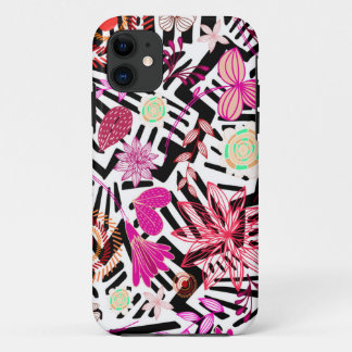 Etui iPhone Case-Mate Fleurs blanches noires et colorées chic motif