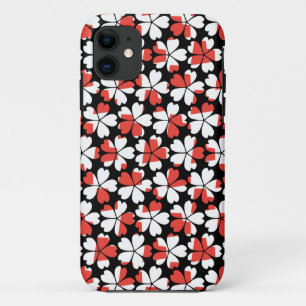 Coque iPhone 11 Fleurs blanches rouges mignons motif