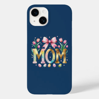 Coque Case-Mate iPhone Fleurs Bleu Marine Typography MOM avec Tulipes
