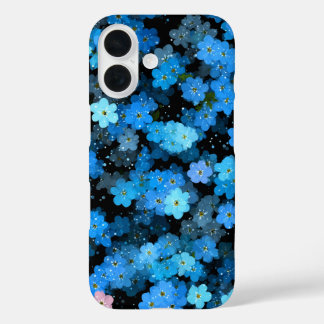 Coque Pour iPhone 16 Fleurs bleues abstraites