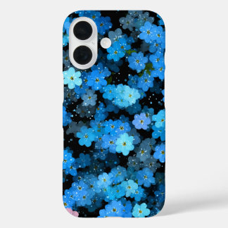 Coque Pour iPhone 16 Fleurs bleues abstraites