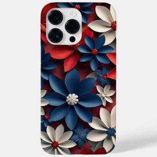 COQUE Case-Mate iPhone FLEURS BLEUES BLANCHES ROUGES PATRIOTIQUES AMÉRICA