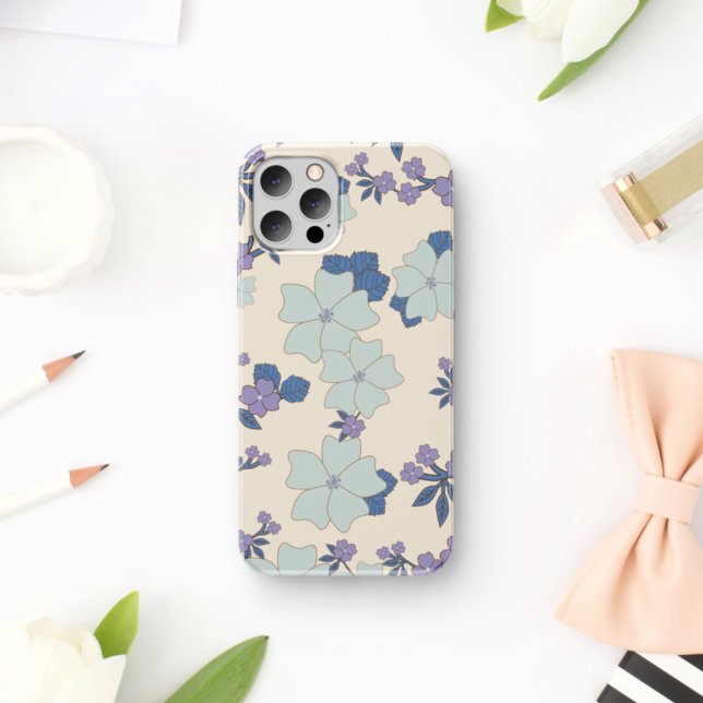 Coques Case-Mate iPhone Fleurs Bleues, Fleurs Violettes, Motif Floral (Créateur téléchargé)