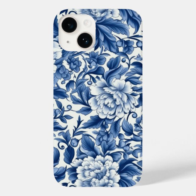 Coques Case-Mate iPhone Fleurs bleues Indigo (Verso)