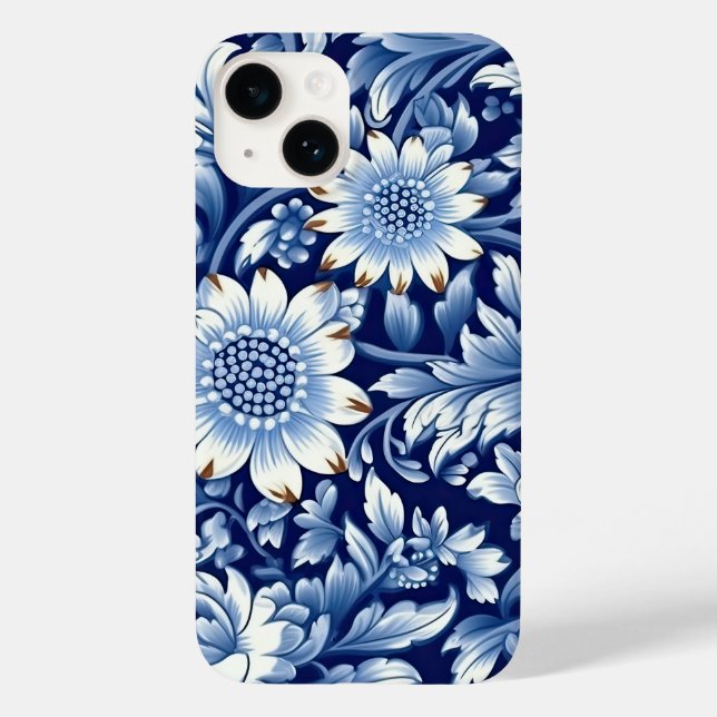 Coques Case-Mate iPhone Fleurs bleues Indigo (Verso)