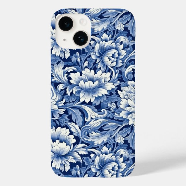 Coques Case-Mate iPhone Fleurs bleues Indigo (Verso)