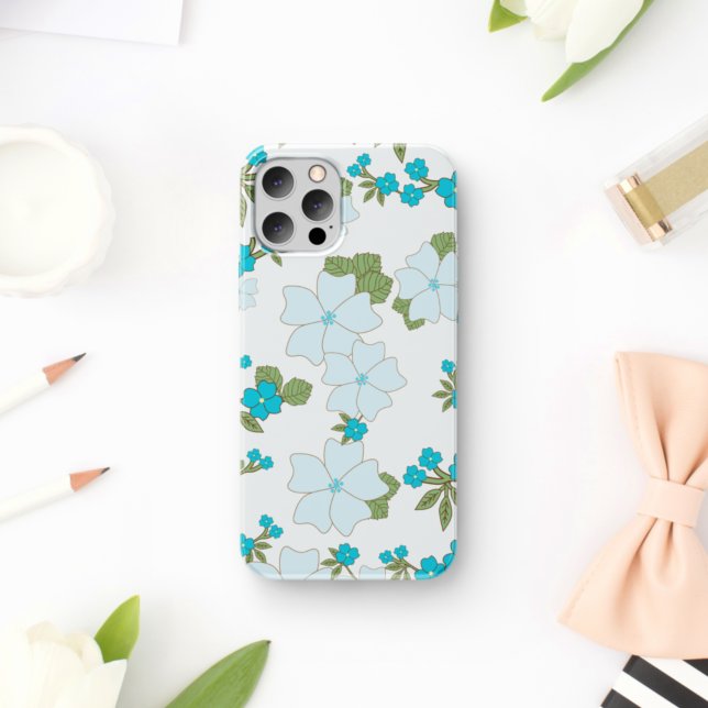 Coques Case-Mate iPhone Fleurs Bleues, Motif Floral, Motif De Fleurs (Créateur téléchargé)