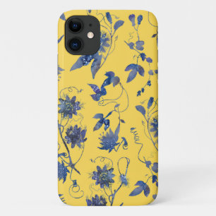 Case-Mate iPhone Case Fleurs bleues sur la moutarde Jaune Motif Floral