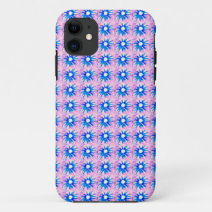 Coques Pour iPhone fleurs bleues sur le cas rose