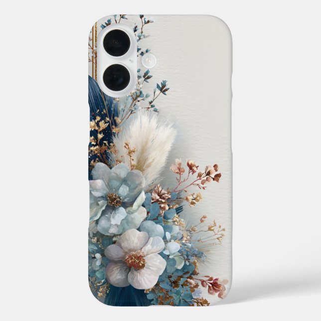 Coques Case-Mate iPhone Fleurs Boho Bleues  (Verso)