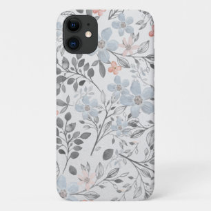 Case-Mate iPhone Case Fleurs botaniques florales gris rose bleu