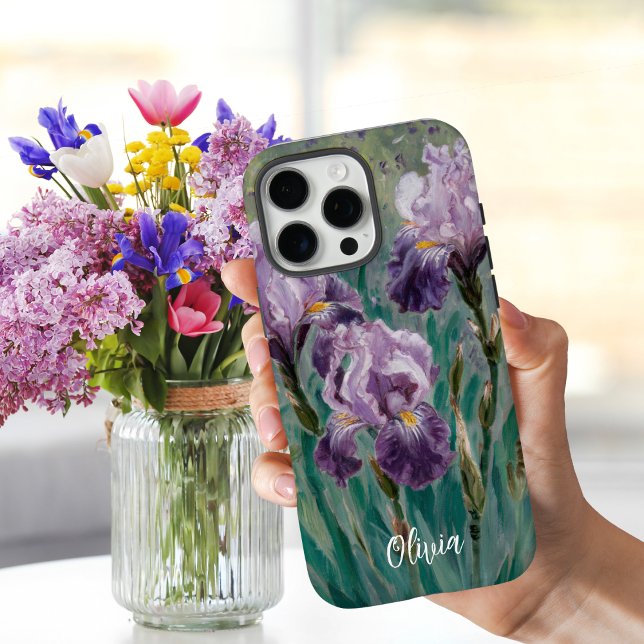 Coques Case-Mate iPhone Fleurs Claude Monet Iris Violet, Personnalisées (Créateur téléchargé)