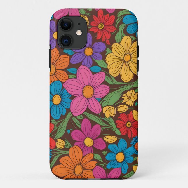 Coques Case-Mate iPhone Fleurs colorées motif (Dos)