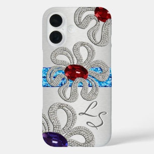 Coque Pour iPhone 16 Fleurs croisées diamant et Gem (Monographiées)