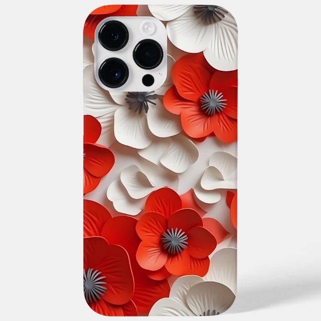 COQUES Case-Mate iPhone FLEURS D'ANÉMONE ROUGE BLANC 3-D REGARDANT POPPY (Verso)