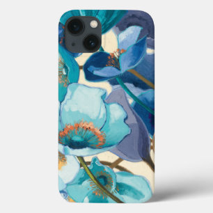Etui iPhone 13 Fleurs dans différentes nuances de pourpre et de