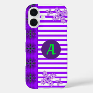Coque Pour iPhone 16 Fleurs dans le style rétro avec monogramme