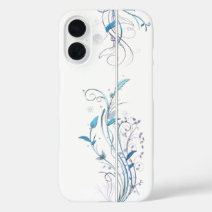 Coque Pour iPhone 16 Fleurs dans Vins Bleu