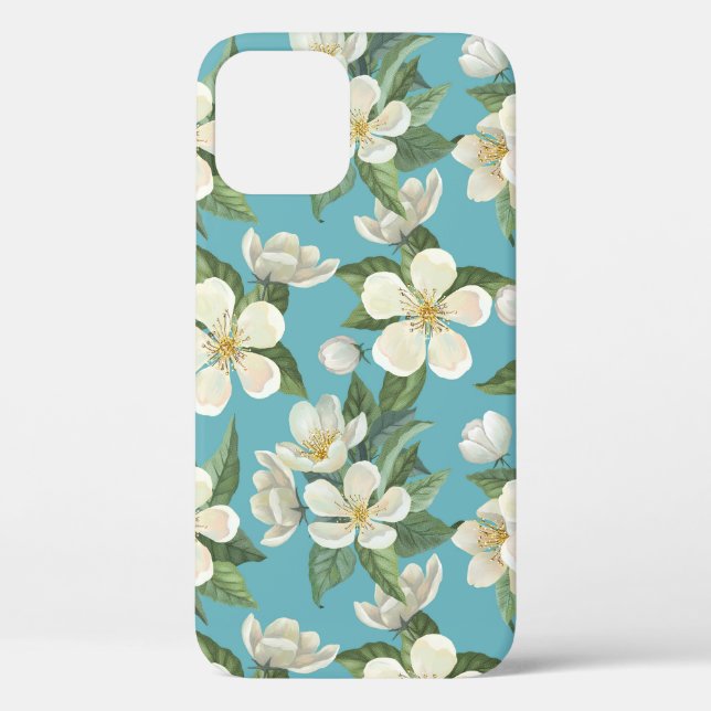 Coques Case-Mate iPhone Fleurs d'aquarelle blanche Feuilles verts (Verso)