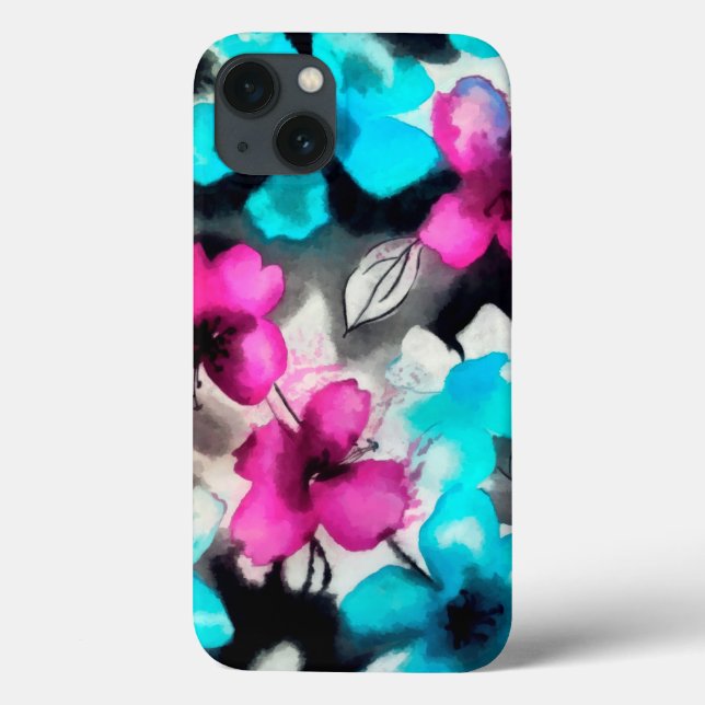 Coques Case-Mate iPhone Fleurs d'aquarelle bleu rose blanc (Verso)