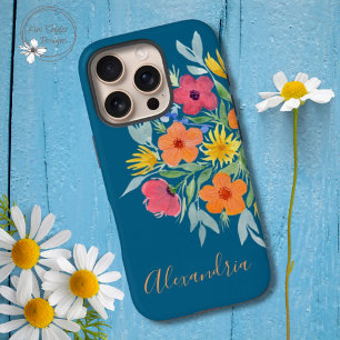 Coque iPhone 16 Pro Fleurs d'aquarelle brillante personnalisées sur Tu